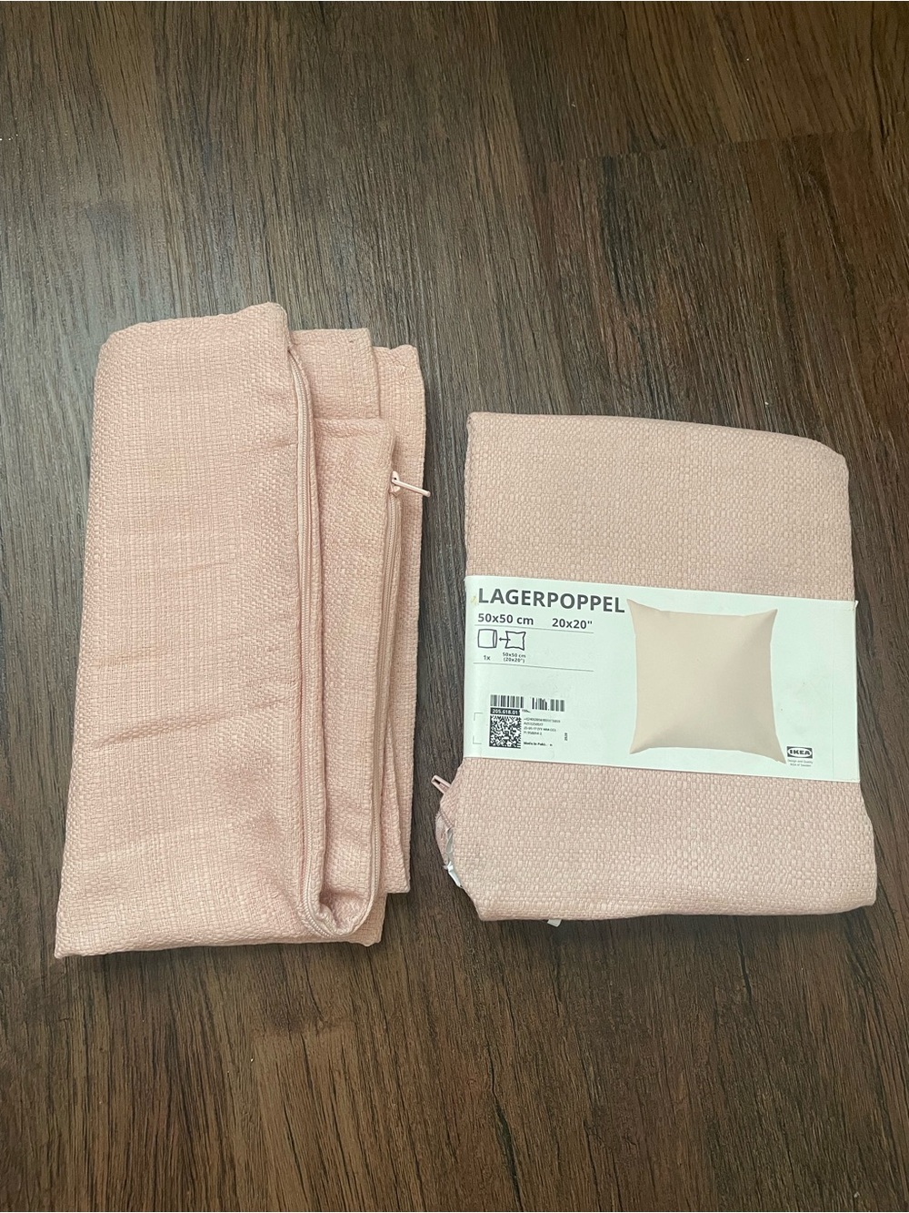 Ikea Lagerpoppel Pillow Covers Cases 20x20" Pink Polyester Set Of 2 NEW